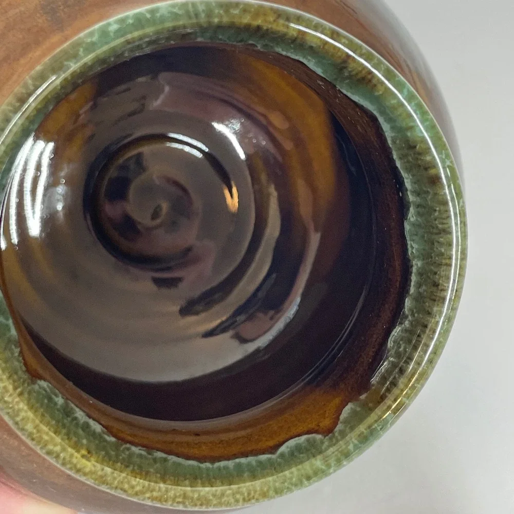 Van Briggle Art Pottery‎ Vase Brown Green Drip Glaze Colorado Springs Signed FW